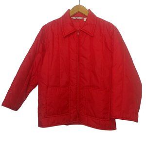 Vintage Blair Womens M Winter Coat Red Nylon Pockets Pointed Collar Zip Retro